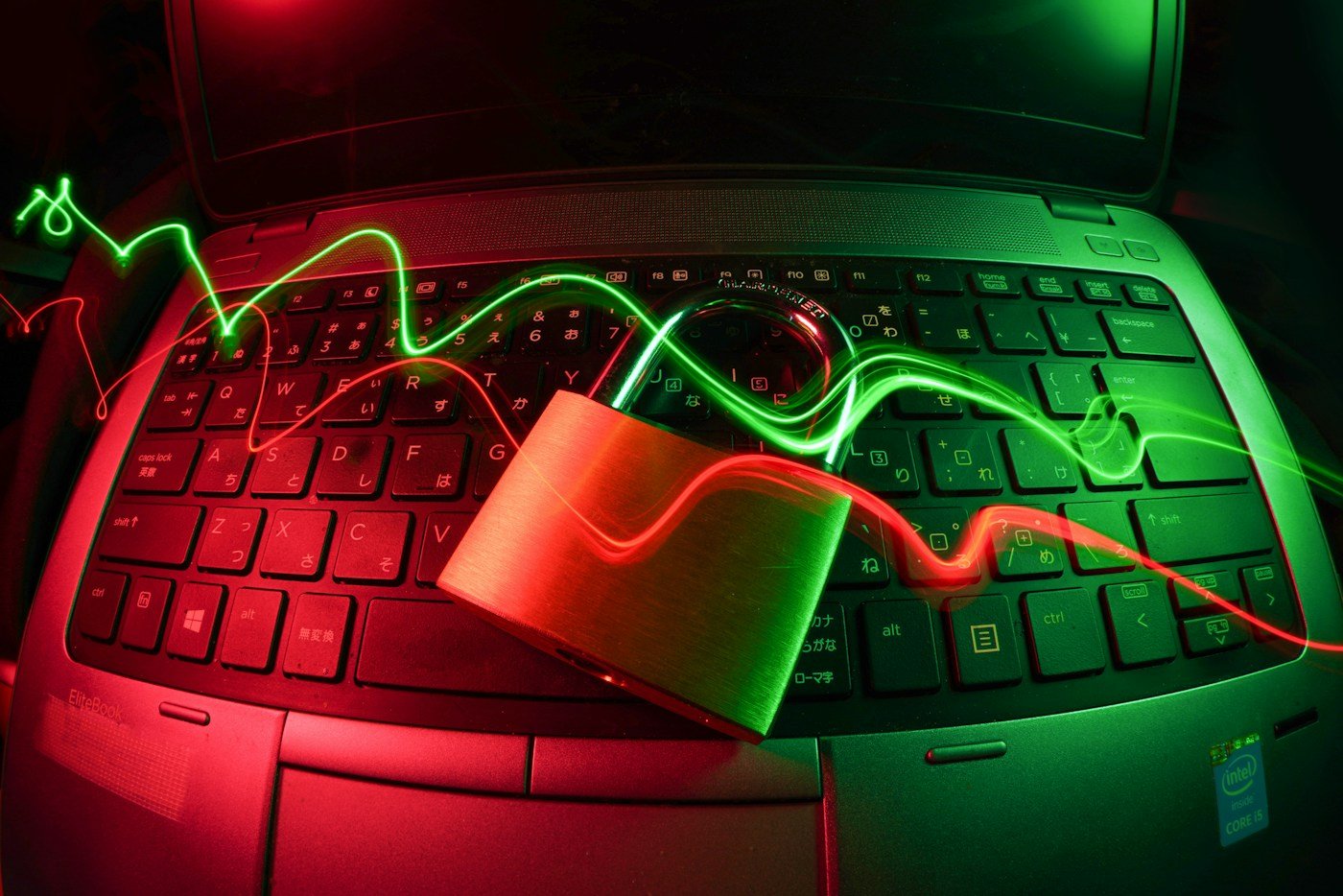 Black and red laptop used for cybersecurity practice